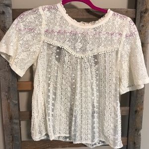American Eagle lace white blouse size XS